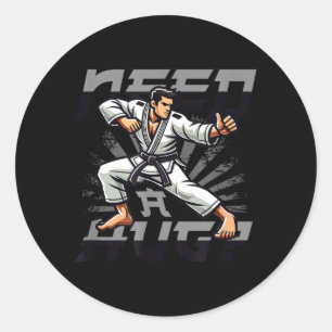 Adesivo Redondo Lutador de Artes Marciais Judô Caratê Brasileiro