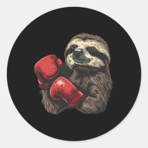 Adesivo Redondo Lutador de Boxe Amante de Preguiça Luvas de Boxe K