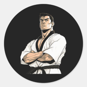 Adesivo Redondo lutador de Karate Kyokushin - Artes Marciais