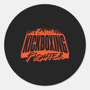 Adesivo Redondo Lutador de Kickboxing, Treinamento, Roupas Esporti