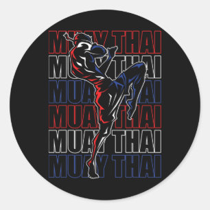 Adesivo Redondo lutador de Muay Thai esportes artes marciais Mma T
