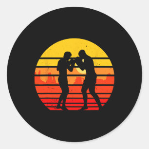 Adesivo Redondo Lutador de Muay Thai Vintage Retro Kickboxing Tail