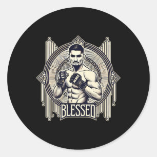 Adesivo Redondo Lutadora de MMA Bjj Kickboxing Muay Thai Boxe Cage