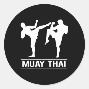 Adesivo Redondo Lutadores de Boxe Tailandês Kickboxing Mma Muay Th