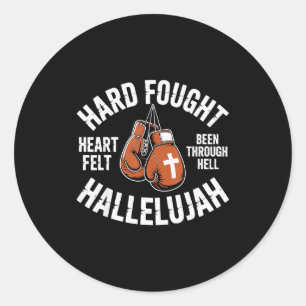 Adesivo Redondo Lutados Luvas de Boxe Hallelujah Caixa Cristã
