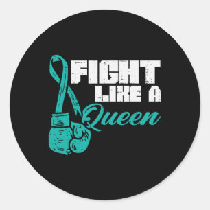 Adesivo Redondo Lutar Como O Câncer de ovário De Luvas De Teal Rai