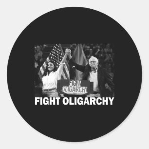 Adesivo Redondo Lute Contra Oligarquia Bernie Sanders E Aoc Liberd