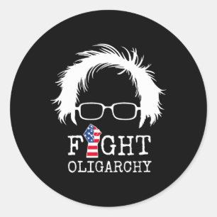 Adesivo Redondo Lute Contra Oligarquia Sanders E Aoc Liberdade EUA