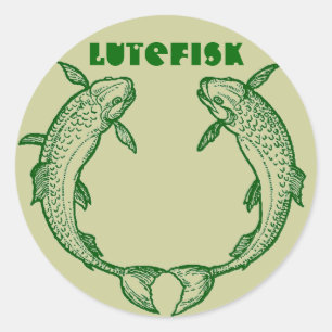 Adesivo Redondo Lutefisk Fish Canning Jar STICKERS! Kalamojakka