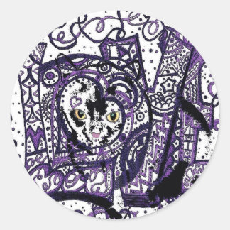 Adesivo Redondo Luv Cat, design de gato personalizado