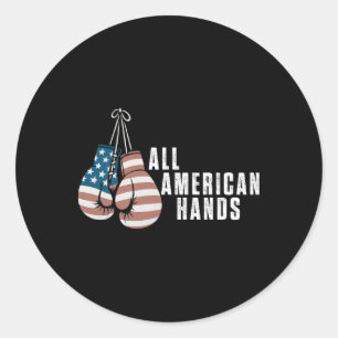 Adesivo Redondo Luvas de Boxe All American Hands Bandeira dos EUA
