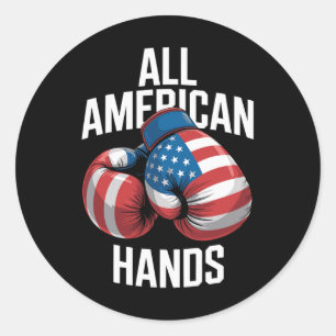 Adesivo Redondo Luvas de Boxe All American Hands Patrióticas Bande