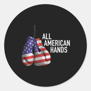 Adesivo Redondo Luvas de Boxe All American Hands – Patriótico F EU