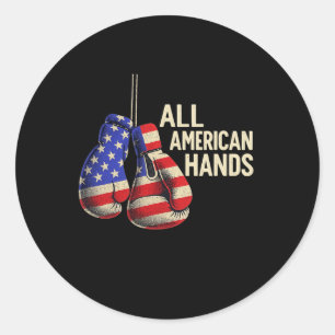 Adesivo Redondo Luvas de Boxe All American Hands – Patriótico F EU