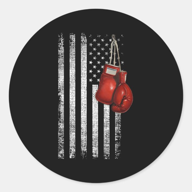 Adesivo Redondo Luvas de boxe - Bandeira dos Estados Unidos (Frente)