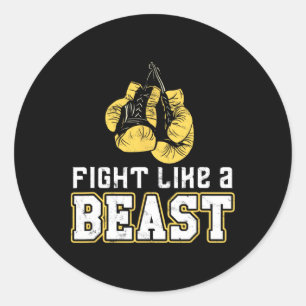 Adesivo Redondo Luvas de Boxe Boxe Tailandês Muay Thai Kickboxing