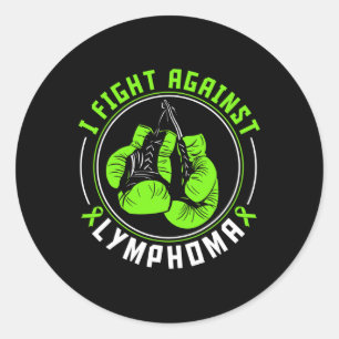 Adesivo Redondo Luvas de Boxe de Apoio à Conscientização do Linfom