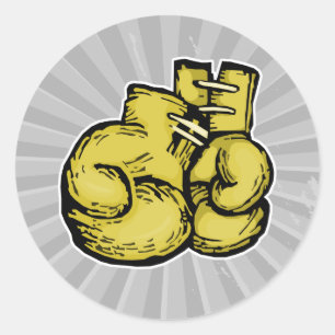 Adesivo Redondo luvas de boxe douradas gráfico