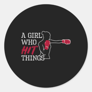 Adesivo Redondo Luvas de Boxe e Kickboxing para Mulheres e Meninas