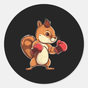 Adesivo Redondo Luvas de Boxe Esquilo Boxeador Kickboxer Kickboxin