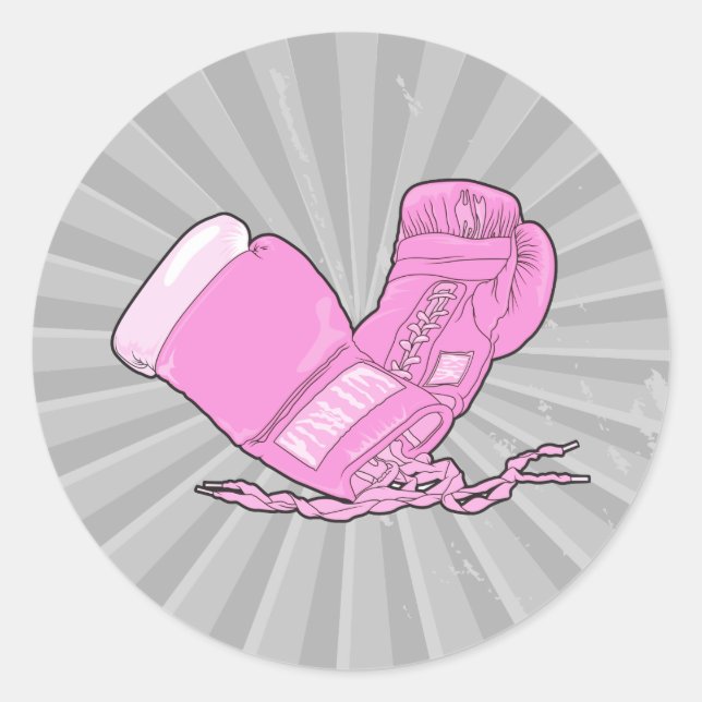 Adesivo Redondo luvas de boxe rosa vetor (Frente)