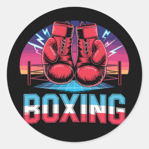 Adesivo Redondo Luvas de Boxe Vintage dos Anos 90 Lutador Boxeador