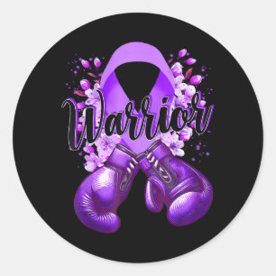 Adesivo Redondo Luvas de Boxe Warrior Purple Ribbon Lupus