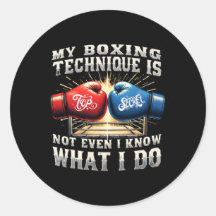 Adesivo Redondo Luvas de Boxing - Citação Engraçada de Gym - Retro