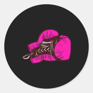 Adesivo Redondo Luvas de Boxing Rosa I Boxing Girl