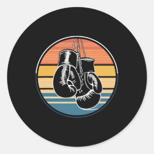 Adesivo Redondo Luvas Penduradas de Boxe Retro Boxe Kickboxing Amo