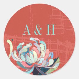 Adesivo Redondo Luxe Floral Red Weding Favor