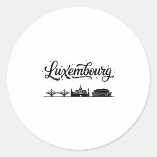Adesivo Redondo Luxemburgo Skyline Viagens Férias Roupas