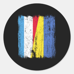 Adesivo Redondo Luxemburgo Ucrânia Meia Bandeira Luxemburguês Ucra