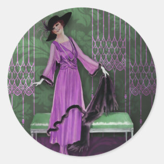 Adesivo Redondo Luxo 1913: Moda de Vintage em Lilac & Mint