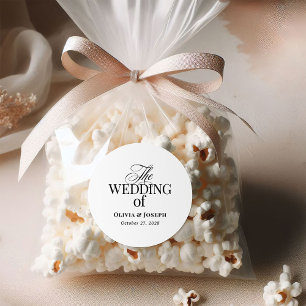 Adesivo Redondo Luxo Clássico   Casamento preto e branco simples