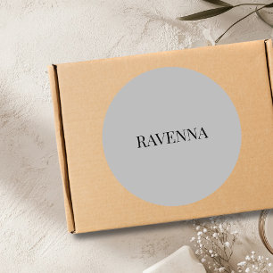 Adesivo Redondo Luxo Greige com Serifa Nome Personalizado Customiz