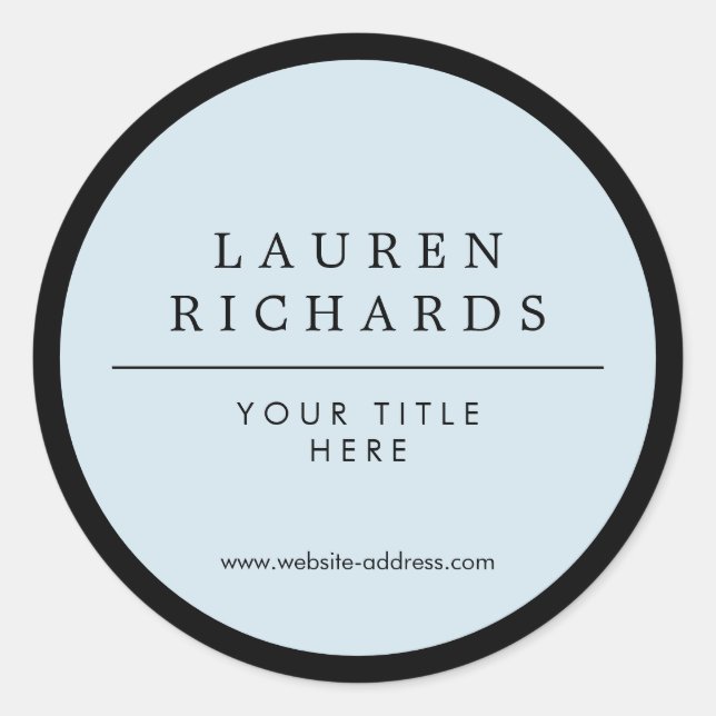 Adesivo Redondo Luxo profissional preto e azul (Frente)