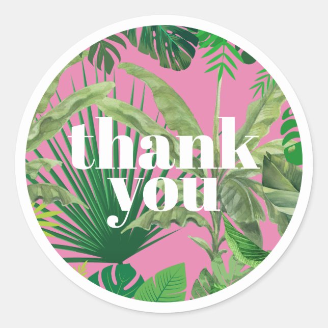 Adesivo Redondo Luxo Tropical Moderna Boutique & Salon Rosa (Frente)