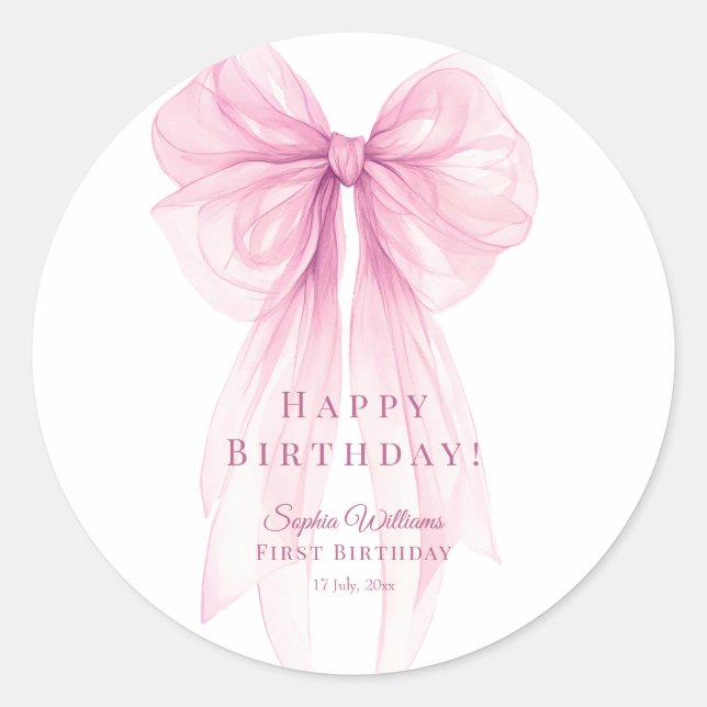 Adesivo Redondo Luxury Acrylic Baby Shower Invitation Clear Pink (Frente)