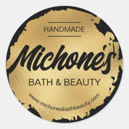 Adesivo Redondo Luxury Black Gold Foil Moderna Negócios Personaliz