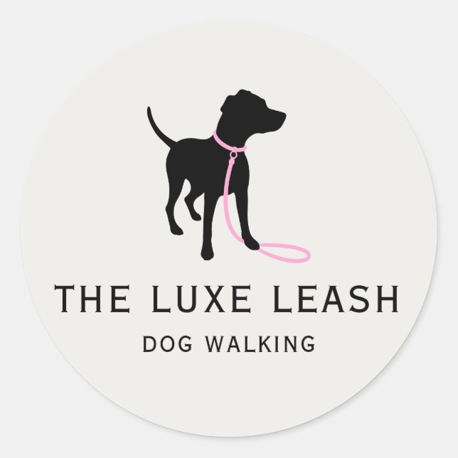 Adesivo Redondo Luxury Dog Walking Sticker | Dog Silhouette Logo (Frente)