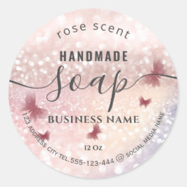 Adesivo Redondo Luxury glittery romantic butterfly soap