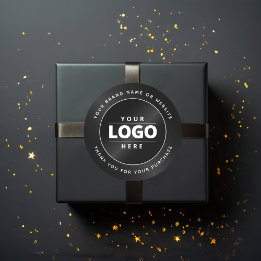 Adesivo Redondo Luxury Minimal Black Logo Business Packaging