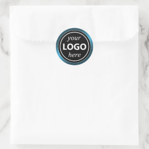 Adesivo Redondo Luxury Preto Azul Quadro Adicionar Logotipo Modelo