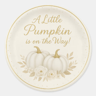 Adesivo Redondo Luxury White & Gold Pumpkin Round Sticker | Fall B