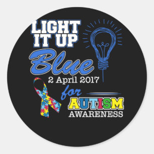 Adesivo Redondo Luz Azul Para Sensibilização Do Autismo Abril De