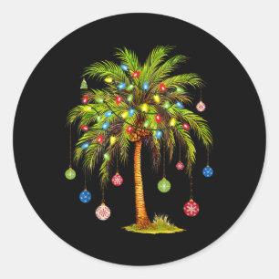 Adesivo Redondo Luz de árvore de palmeira de Natal Havaiano Tropic