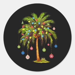 Adesivo Redondo Luz de árvore de palmeira de Natal Havaiano Tropic