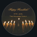 Adesivo Redondo Luz de Hanukkah Feliz As Luzes Menorah Viram Chanu<br><div class="desc">Feliz Chanucá Lâmpada Menorah Luzes Velas Chanukah Festival de Palavras Vinhetas,  Adicionar Texto e Nome</div>