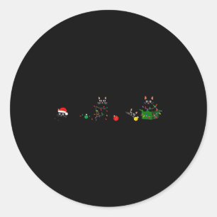 Adesivo Redondo Luz de Natal Gato Preto Rena Papai Noel Natal